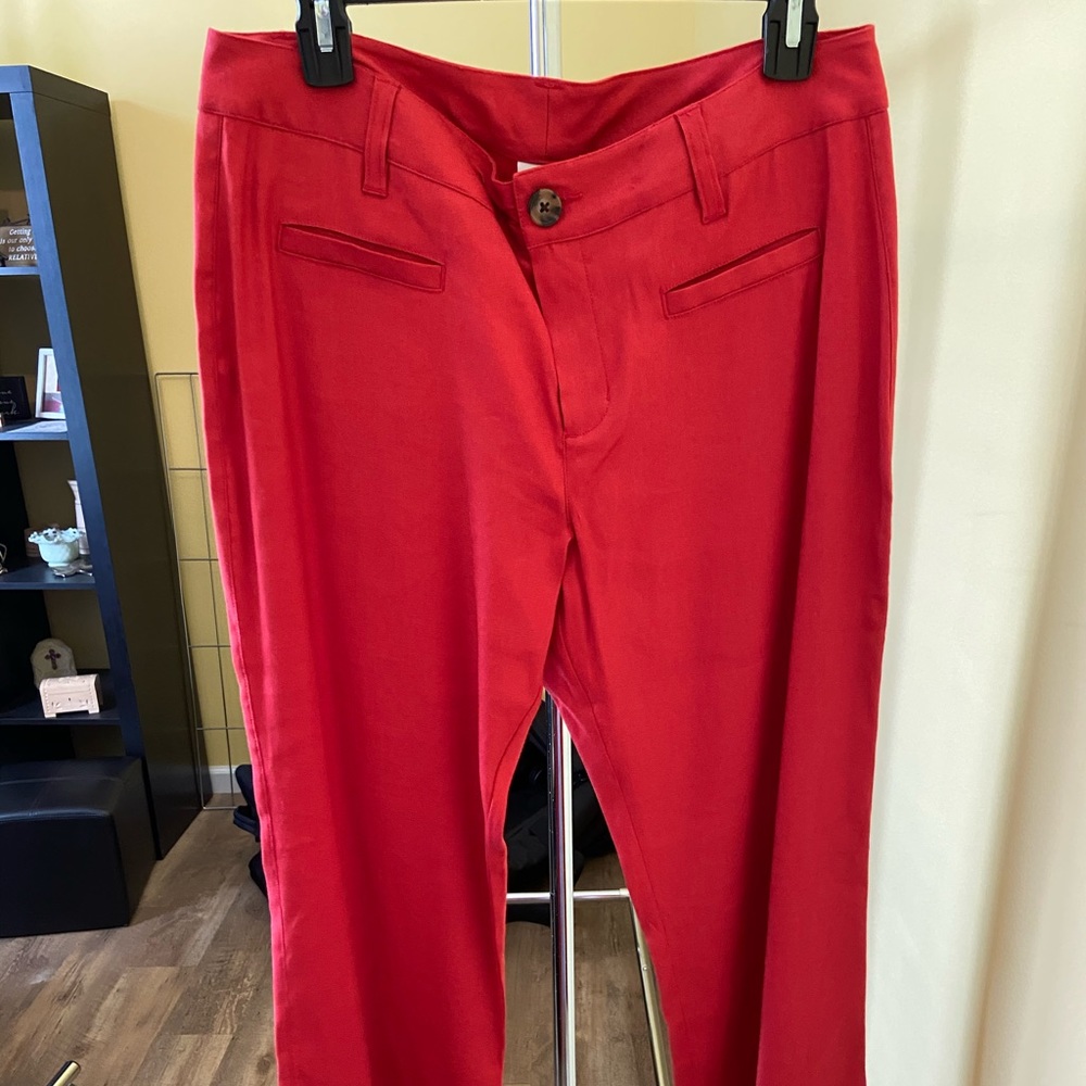 Red linen pants
